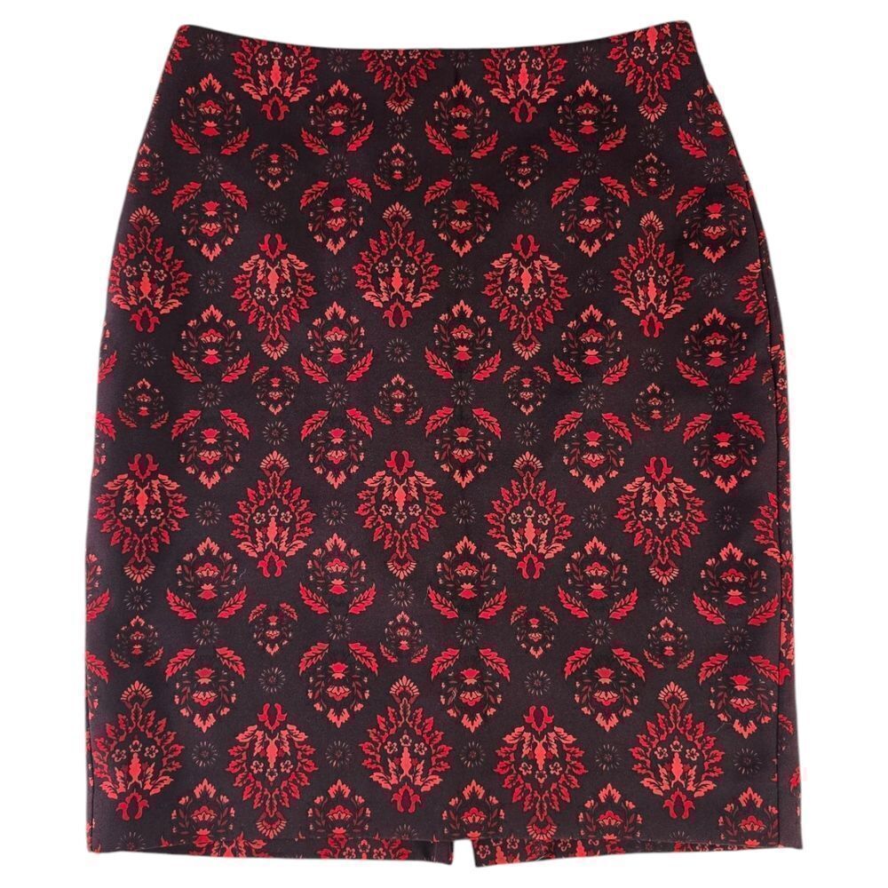 Ann Taylor Red and Black Knee-Length Pencil Skirt